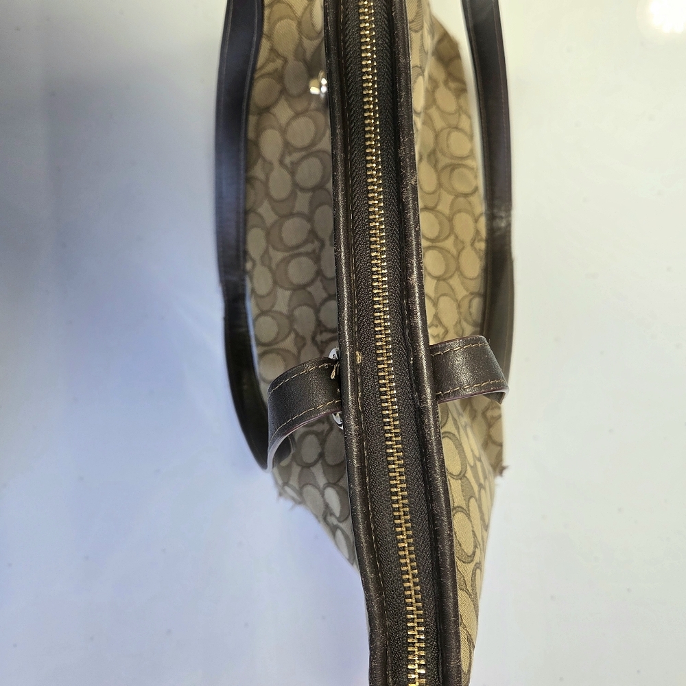 Coach 'Taylor Tote' in Signature Jacquard  Tan & Brown with Gold Hardware - Picture 7 of 15